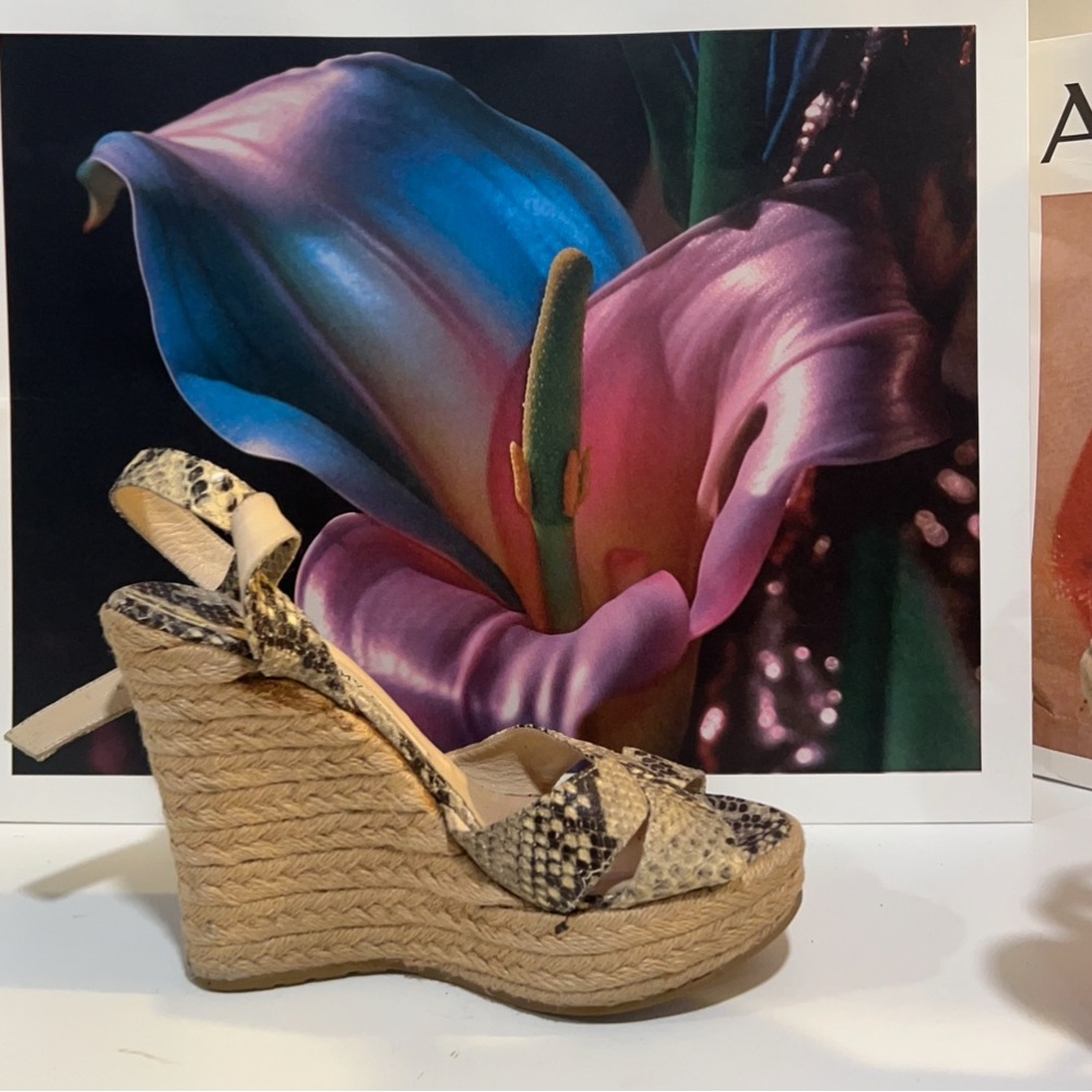 Snakeskin Wedge Espadrille Sandals